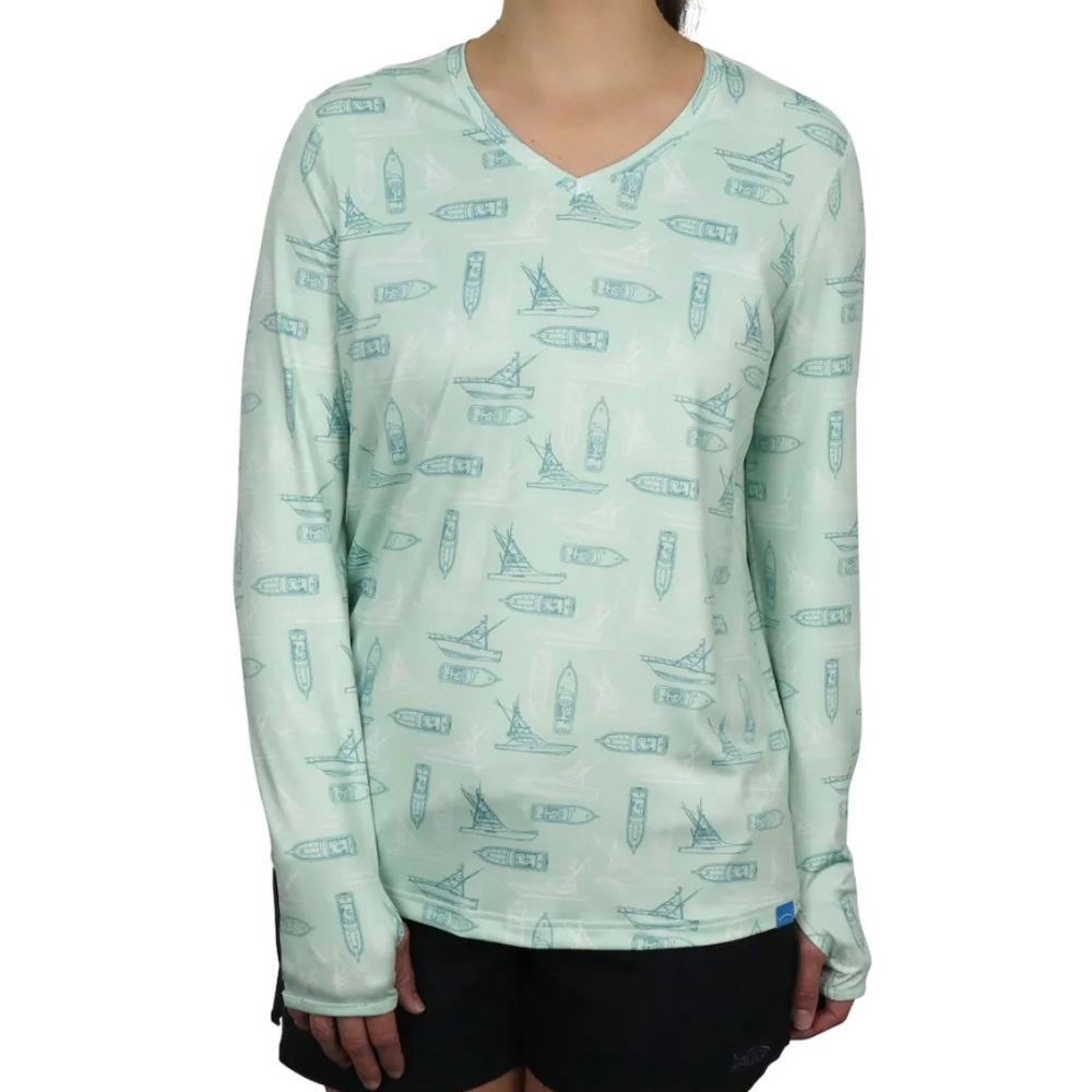 AFTCO Women's Captain's Lounge Long sleeve fishing Performance Shirt size S